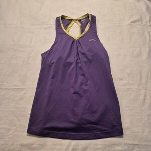 Reebok women's Medium purple with lime trim tank top, shelf bra VGUC